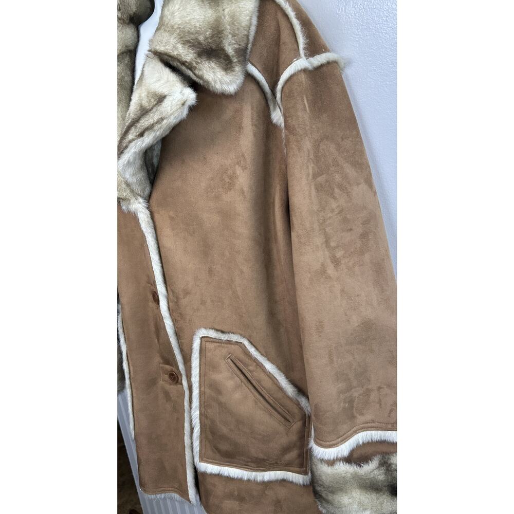 Dennis by Dennis Basso Women's Reversible Faux Fur & Suede Button Coat 2XL Brown - Picture 2 of 9